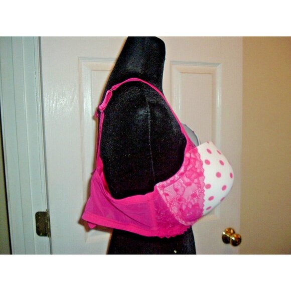 Fashion Bug Pink White Lace Full Figured Bra 44D Plus Size Intamate Apparel - Picture 4 of 11